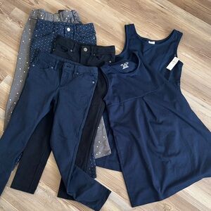 Bundle 6 pieces GAP Kid Uniform Bottoms in Navy, Black, and Gray/ Dresses